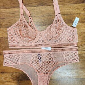 NWT Adore Me Tatum Unlined Medium Plus Bra and Panty Set, 42C/1X Cheeky